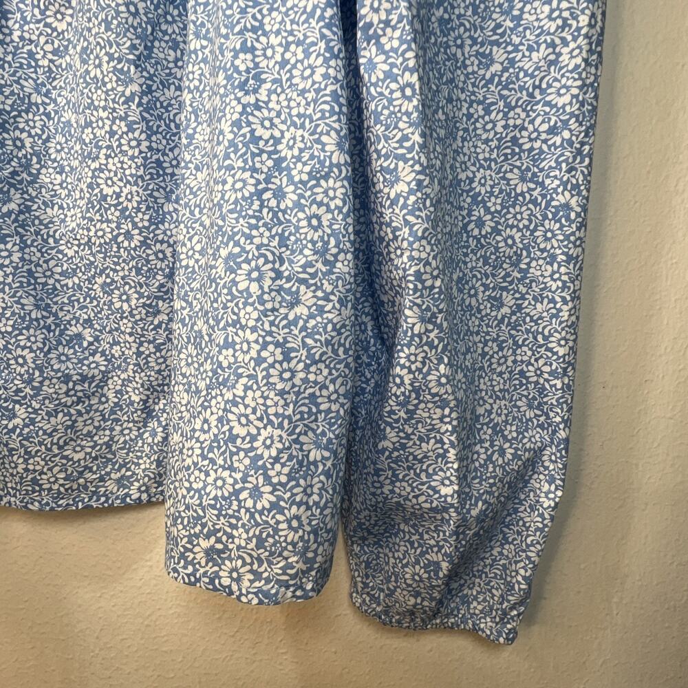 J. Crew Blue Large BR779 Cotton Floral Square neck Ruffle Top J- NWT - Picture 5 of 14